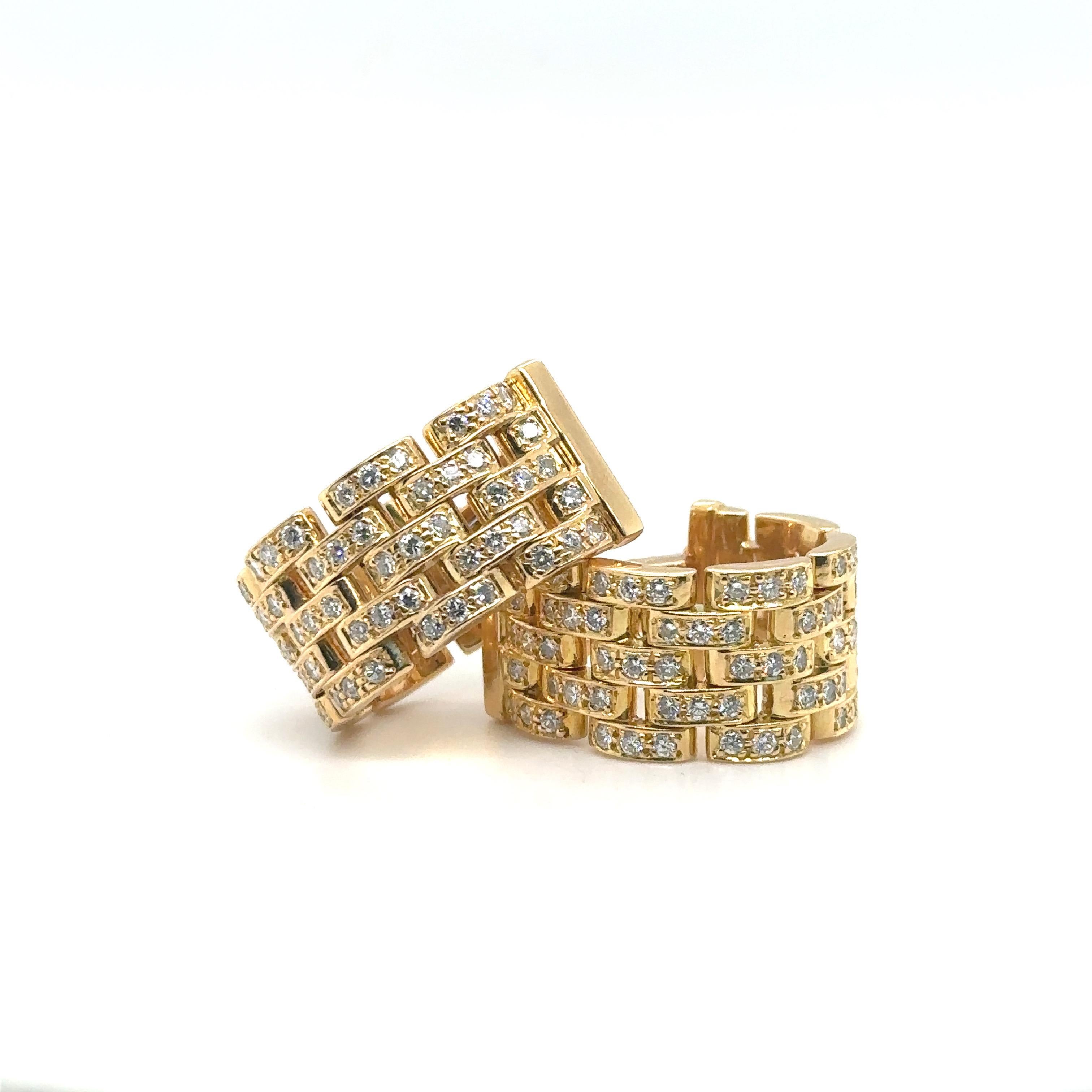 Taille ronde Boucles d'oreilles « Maillon Panthère » de Cartier en or jaune et diamants en vente