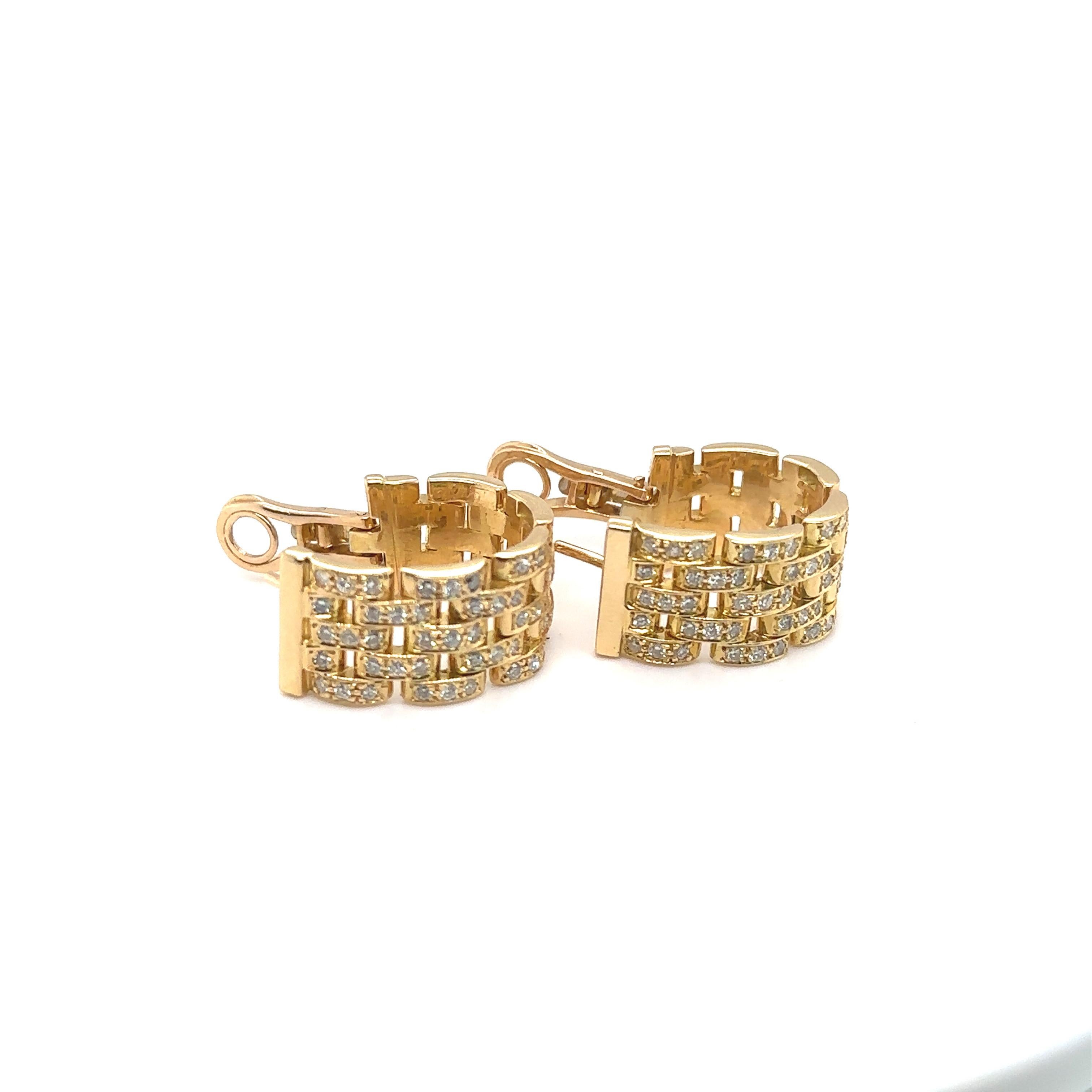 Boucles d'oreilles « Maillon Panthère » de Cartier en or jaune et diamants Bon état - En vente à New York, NY