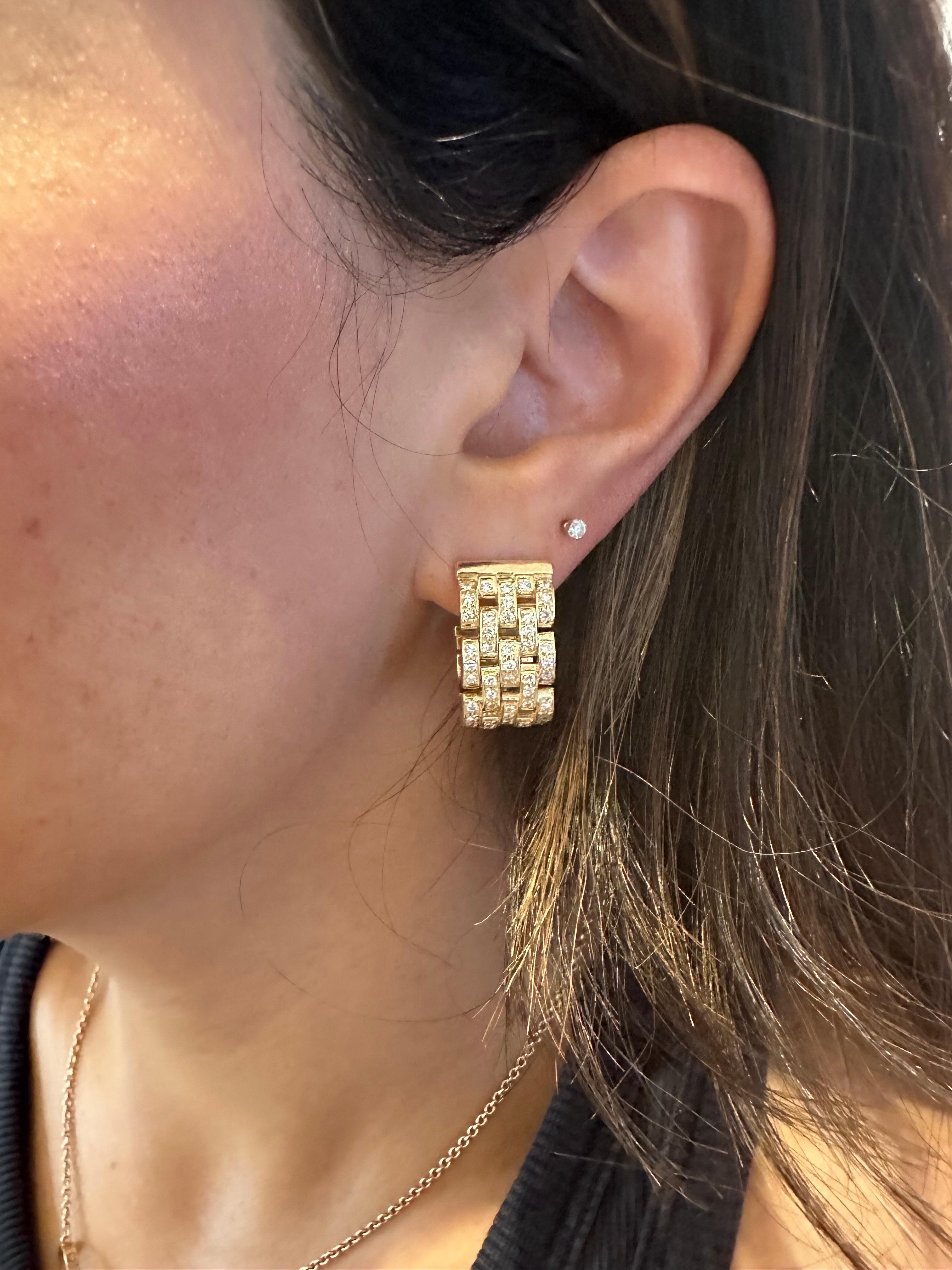 Boucles d'oreilles « Maillon Panthère » de Cartier en or jaune et diamants Pour femmes en vente