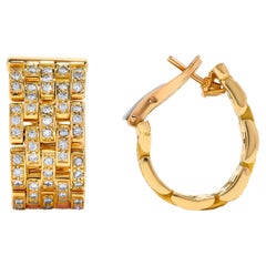 Cartier 'Maillon Panthere' Yellow Gold and Diamond Earrings