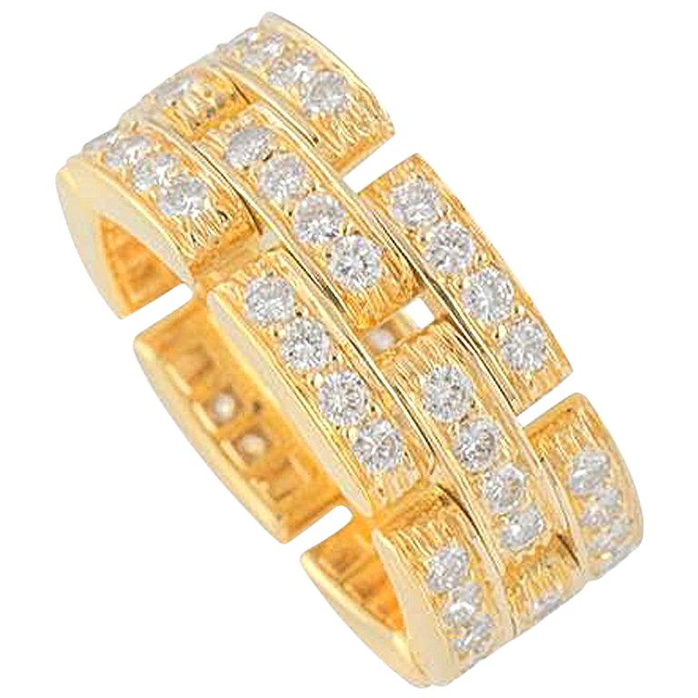 Cartier Maillon Panthere Yellow Gold Diamond Ring 1.53 Carat