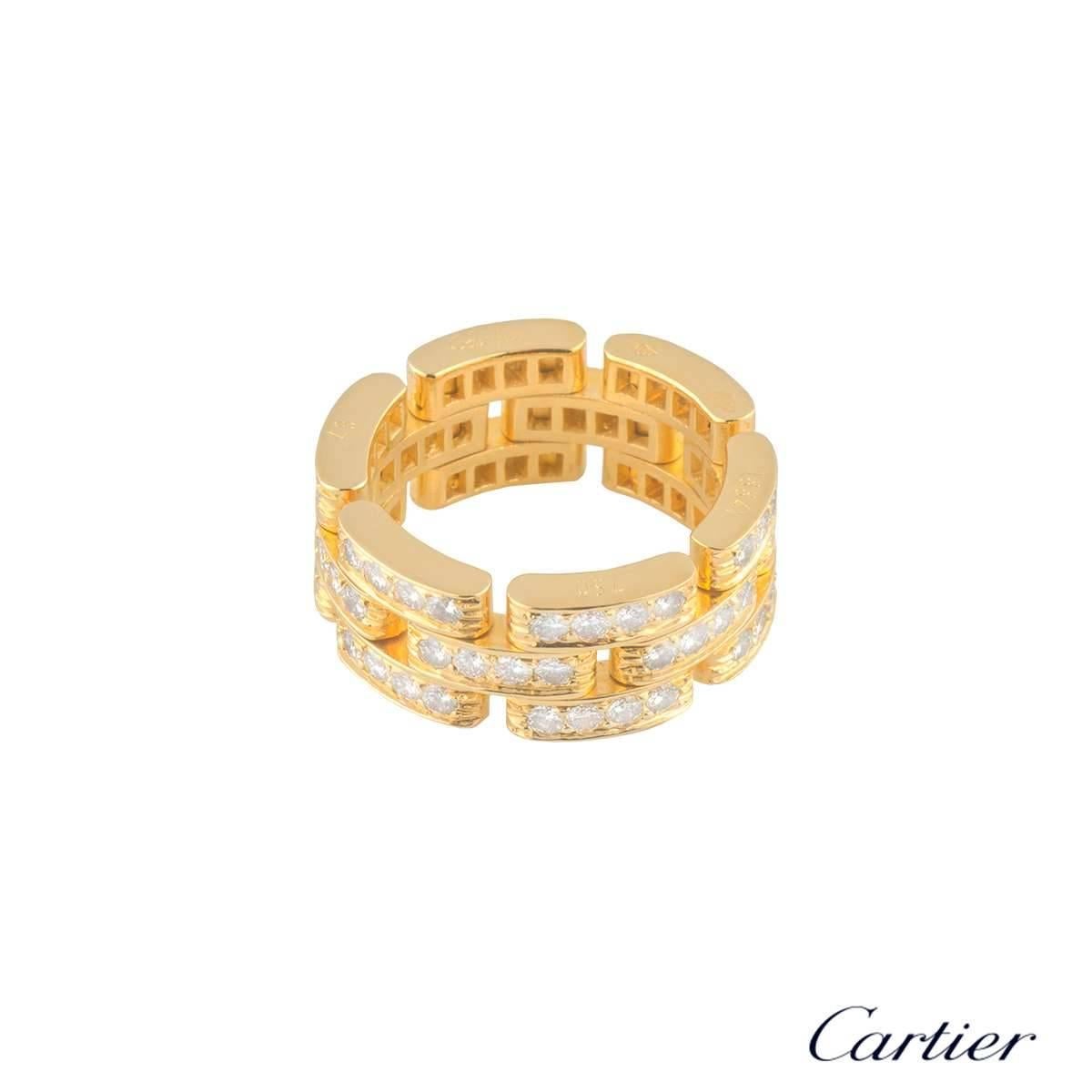 Round Cut Cartier Maillon Panthere Yellow Gold Diamond Ring 1.53 Carat