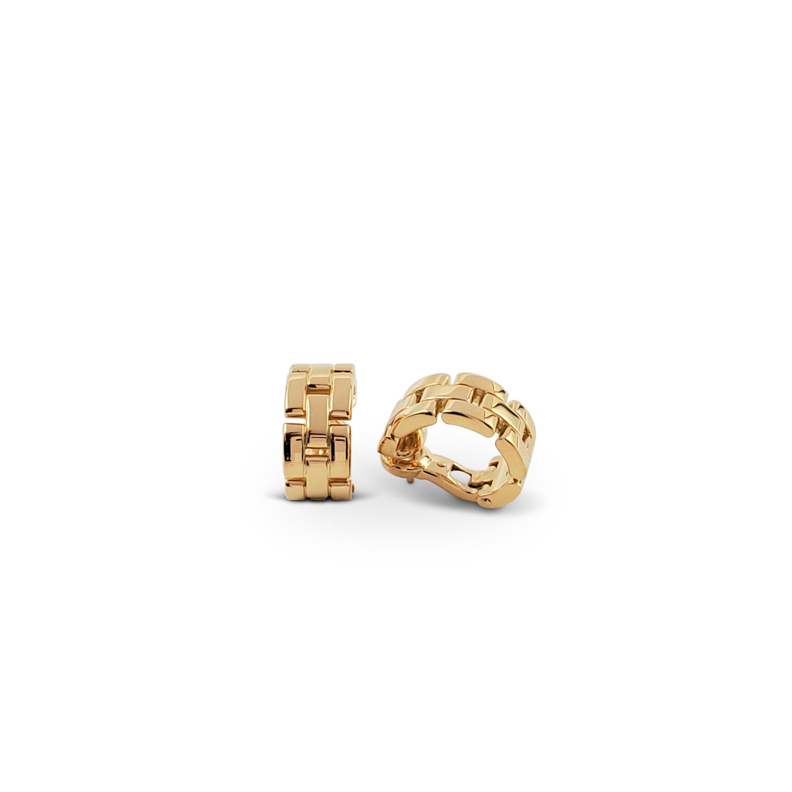 Cartier Maillon 'Panthere' Yellow Gold Earrings In Excellent Condition In New York, NY