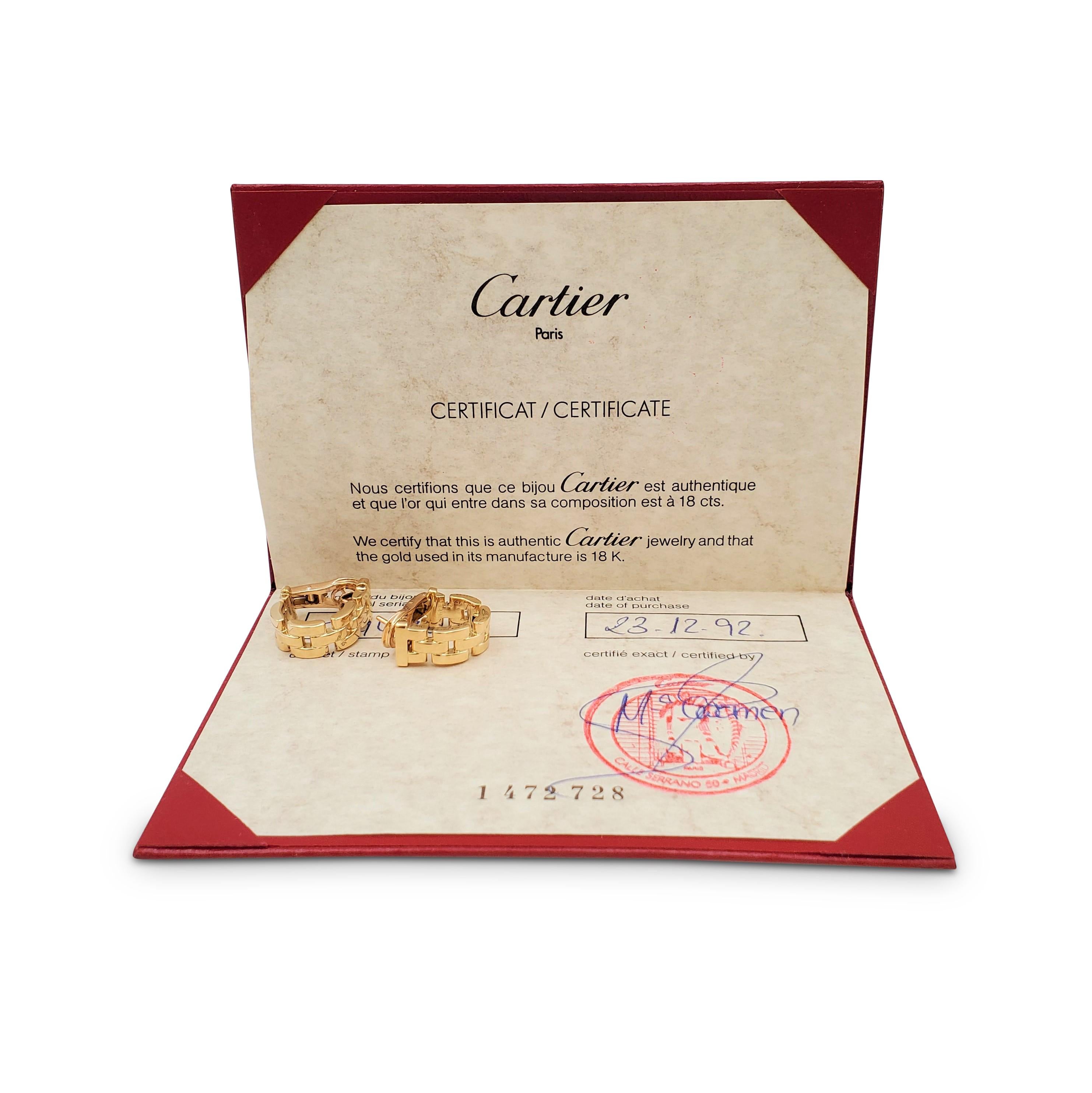 Women's Cartier Maillon Panthère Yellow Gold Earrings