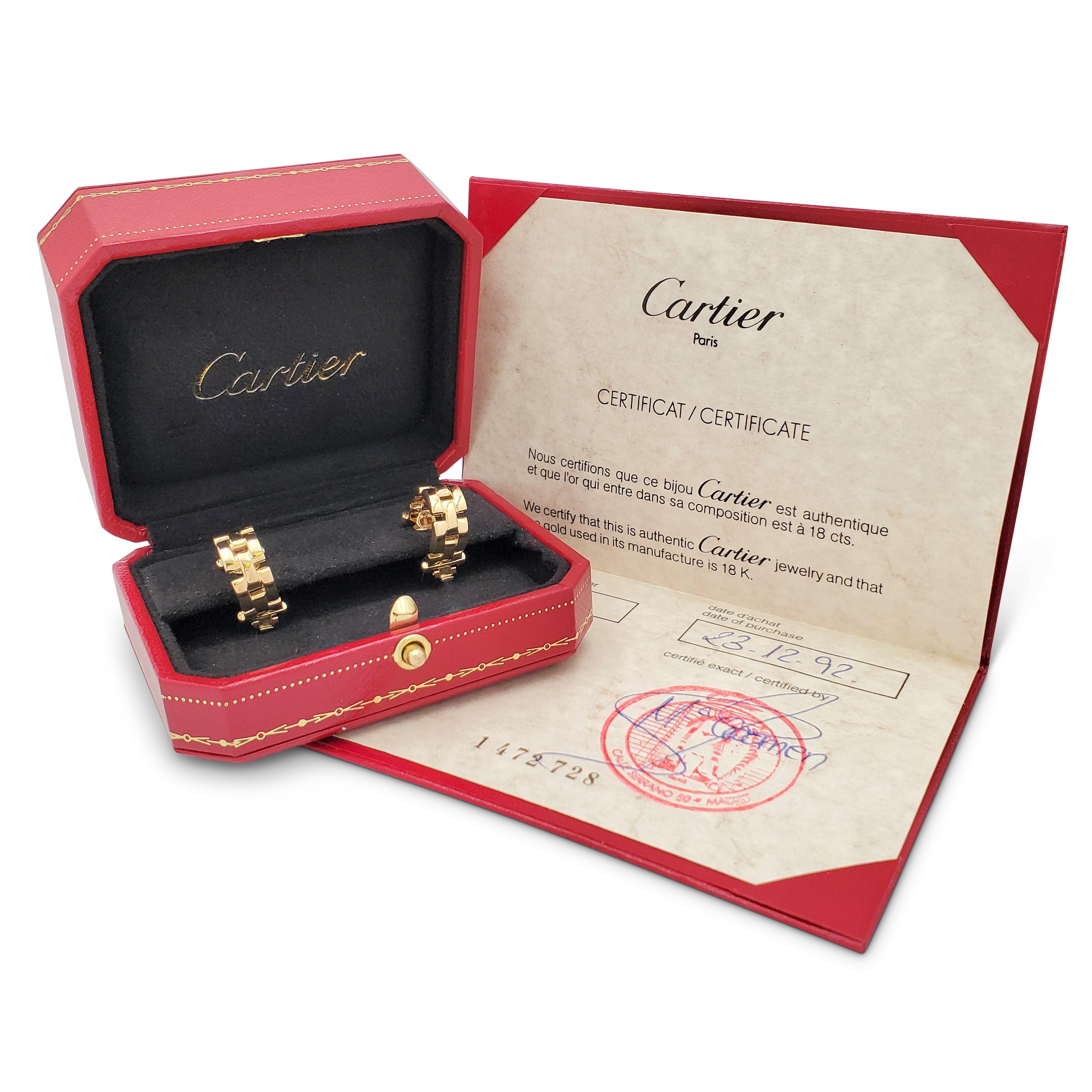 Cartier Maillon Panthère Yellow Gold Earrings 2