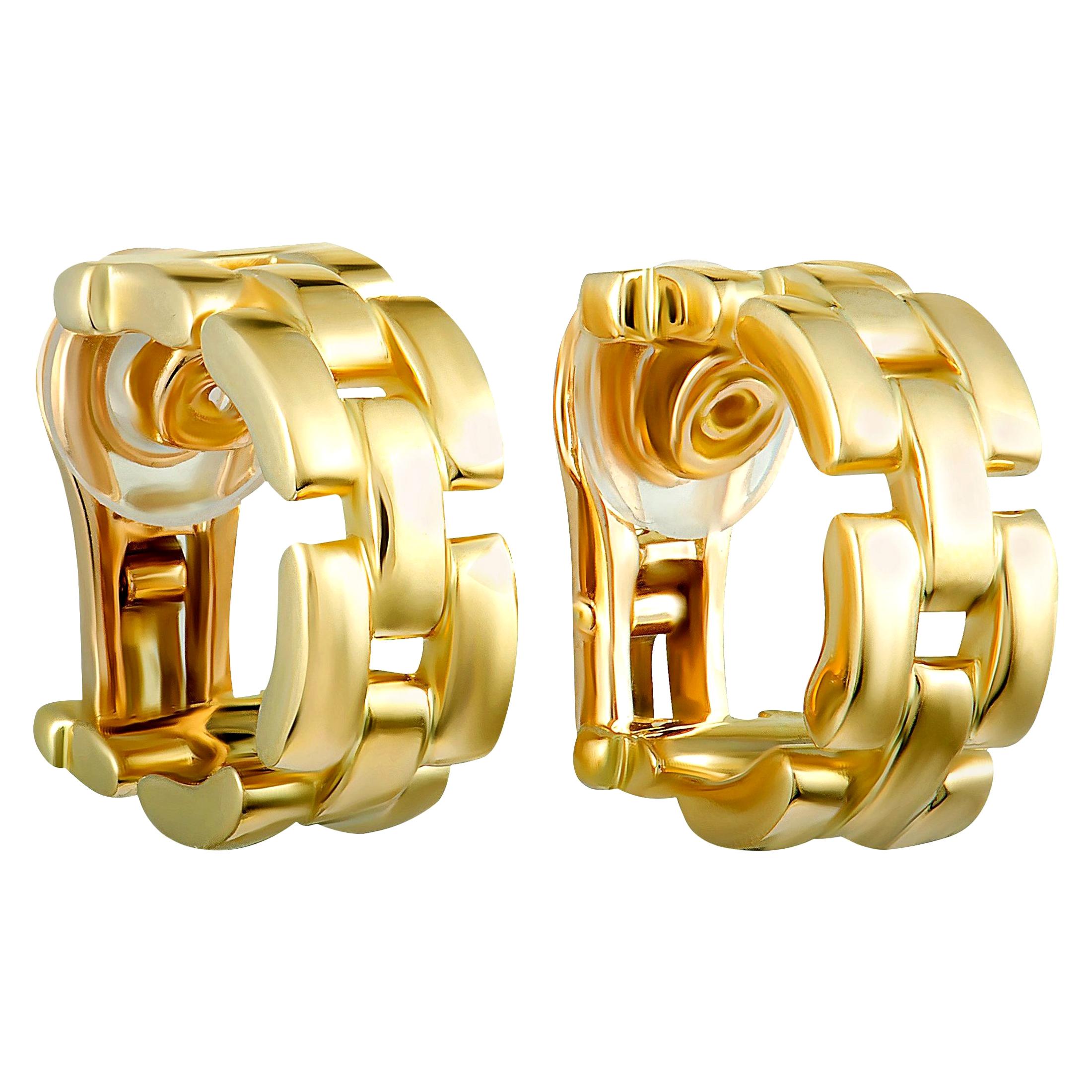 Cartier Maillon Panthere Yellow Gold Hoop Clip-On Earrings