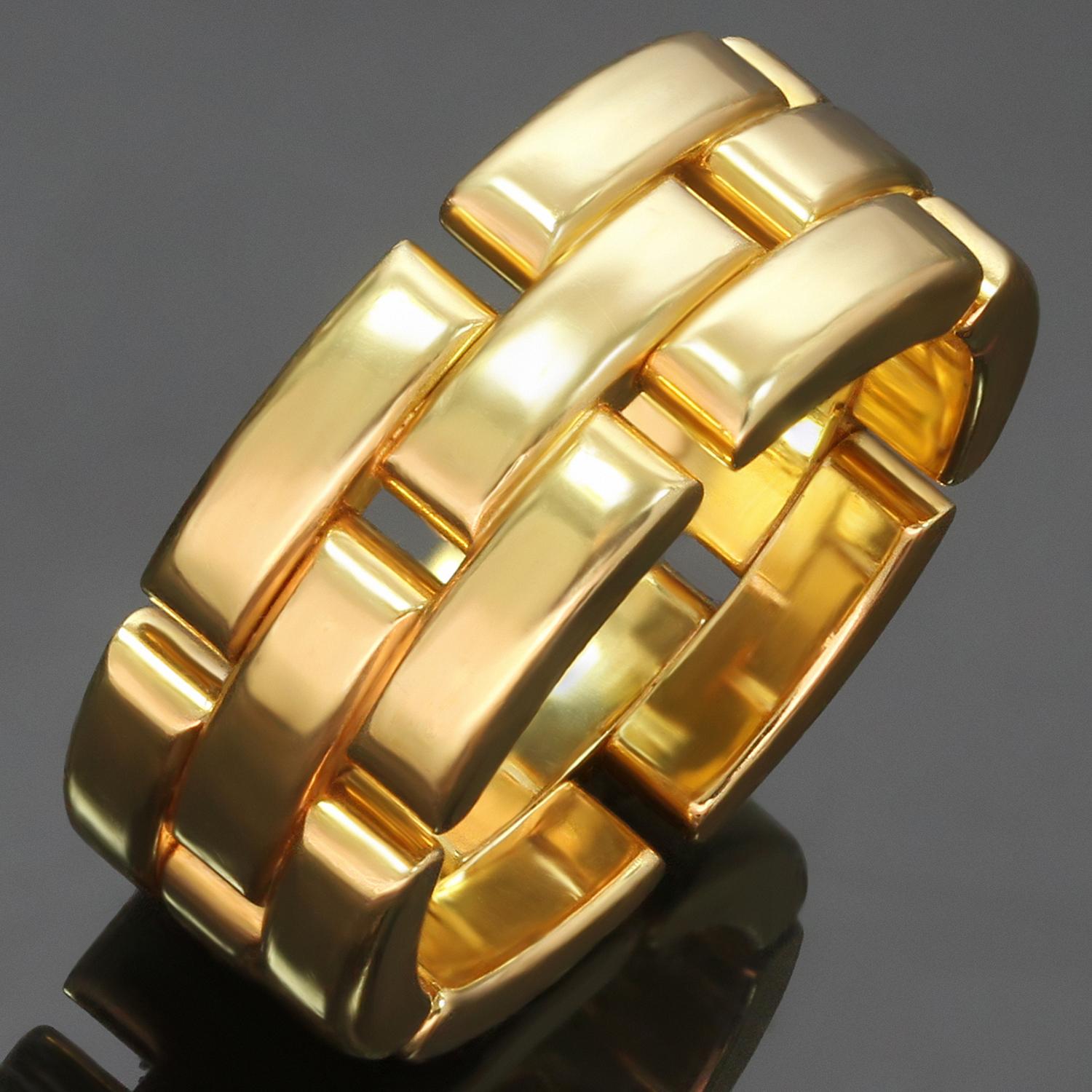 This authentic Cartier band is made in solid 18k yellow gold and features an emblematic design for every day elegance. Measurements: 0.31