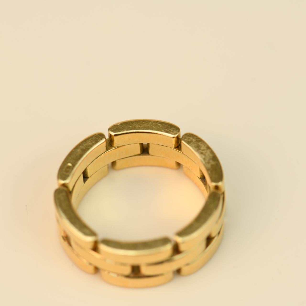 Brilliant Cut Cartier Maillon Panthere Yellow Gold Ring Size 52 For Sale