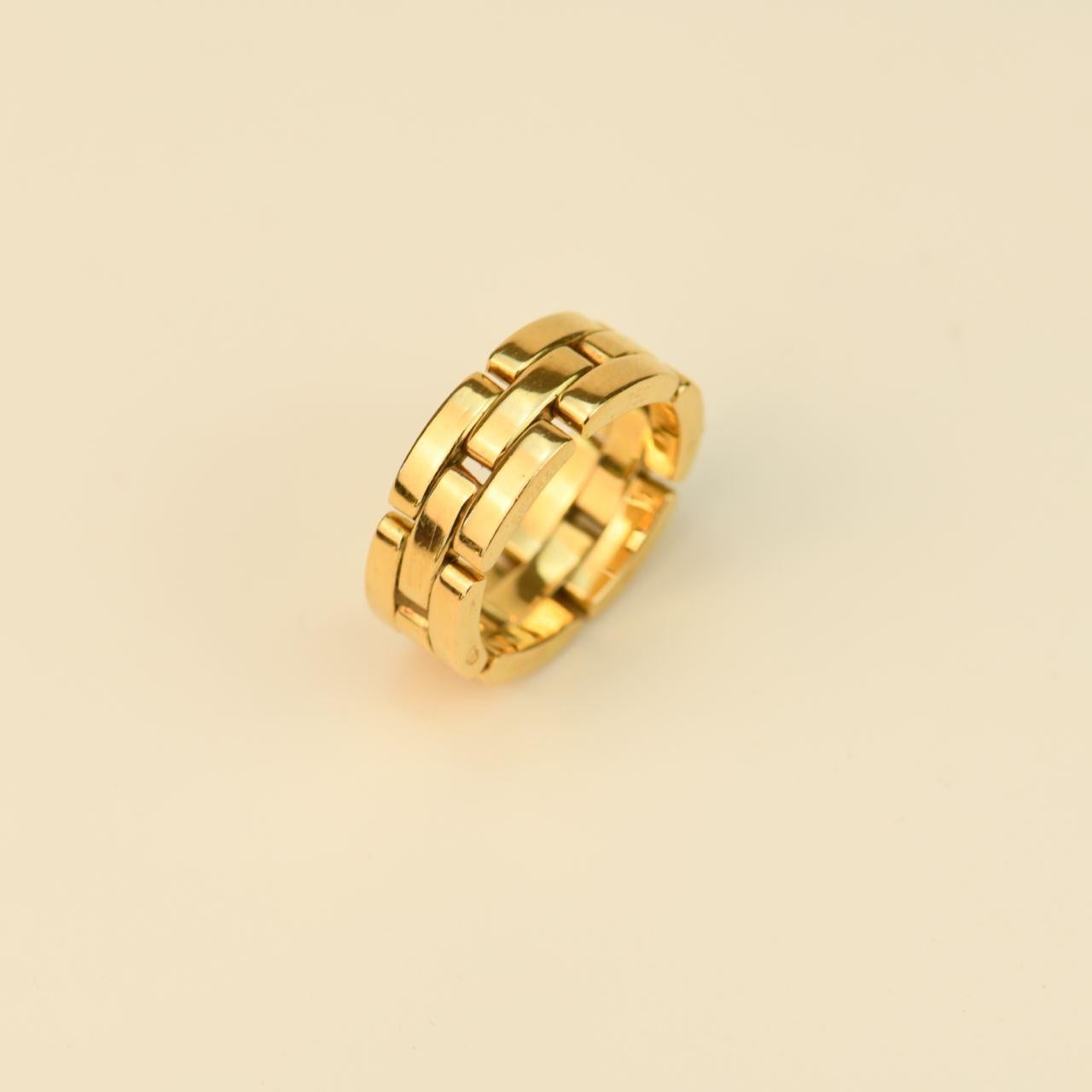 Cartier Maillon Panthere Yellow Gold Ring Size 52 In Excellent Condition In Banbury, GB