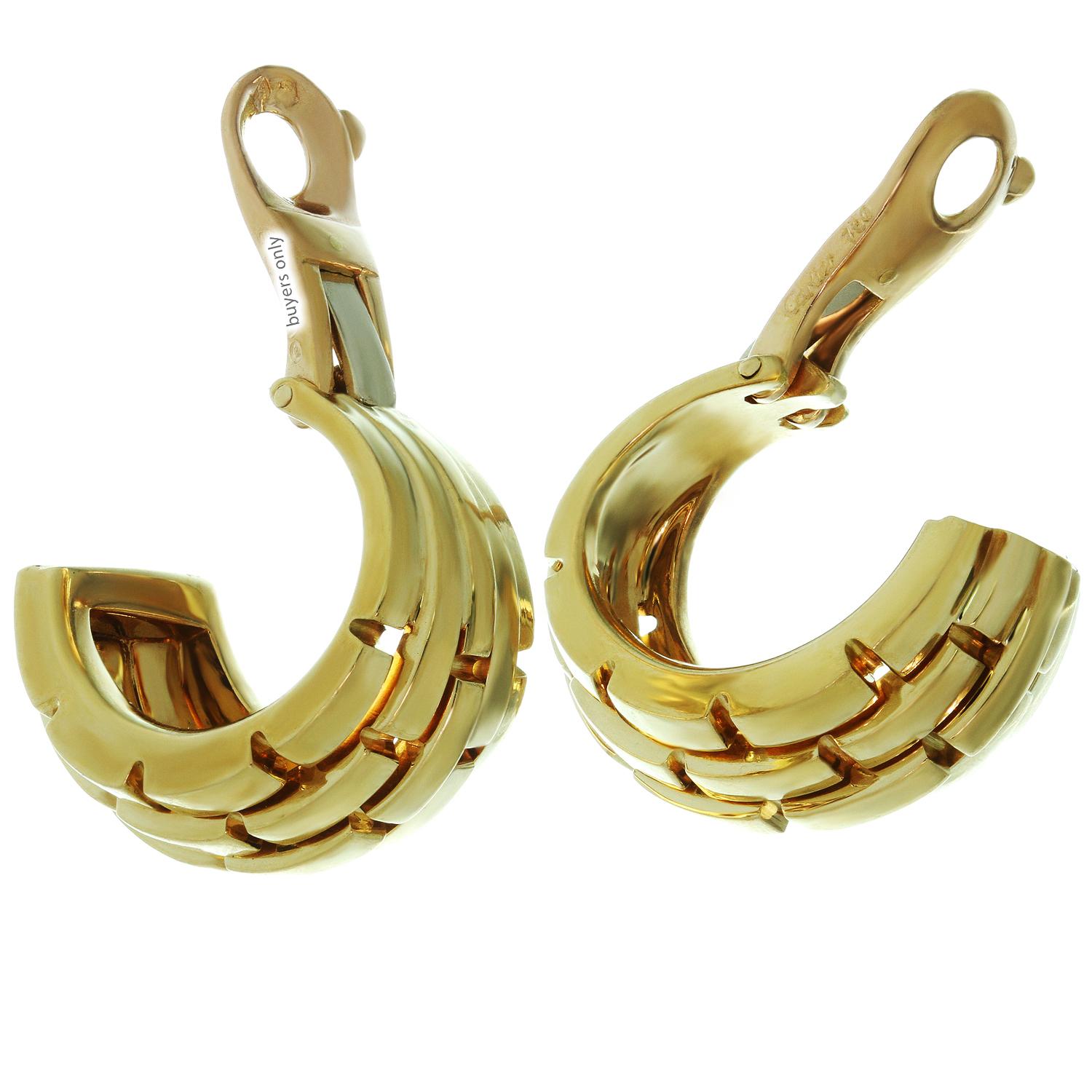 Cartier Maillon Panthere Yellow Gold Wrap Earrings In Excellent Condition In New York, NY