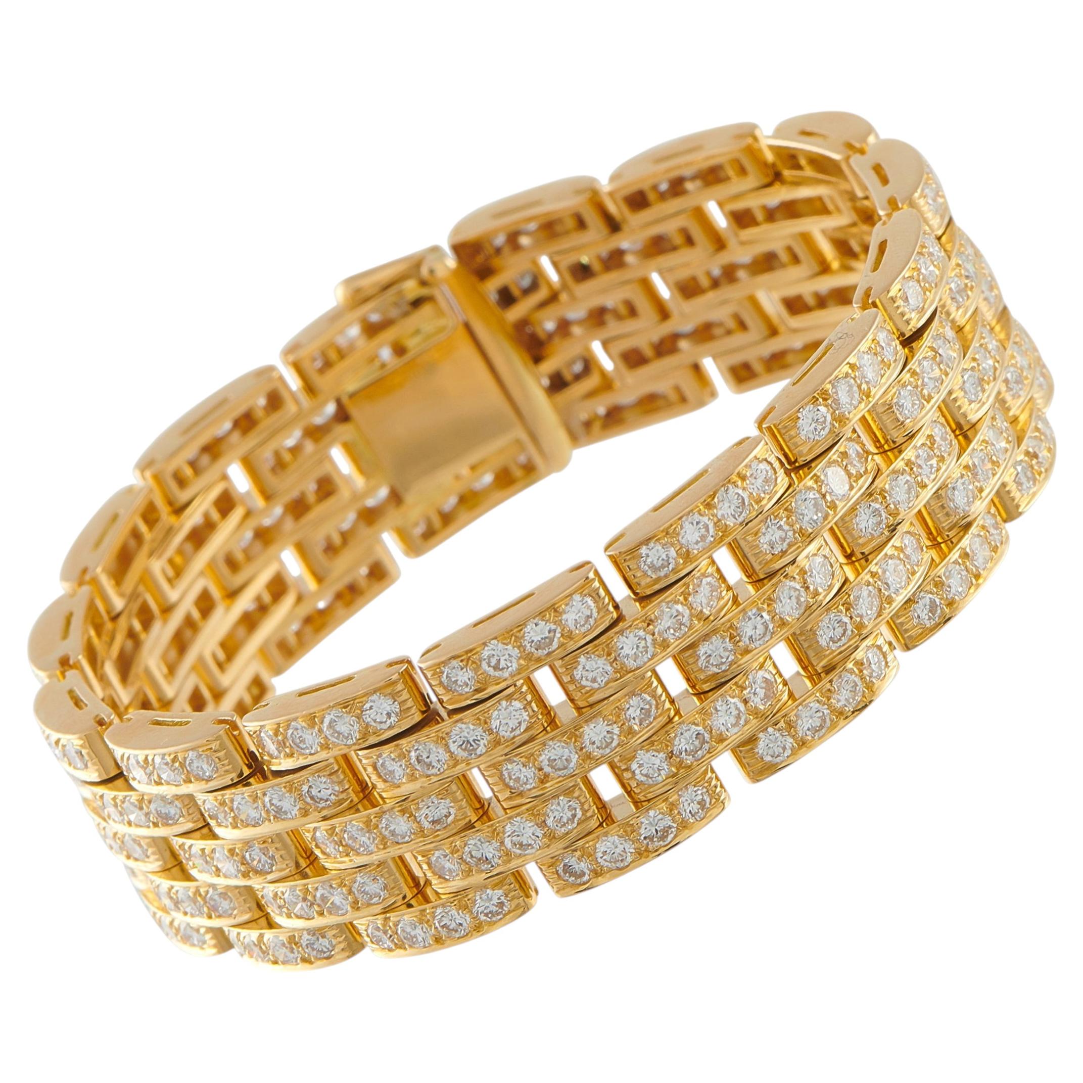 Cartier Maillon Panthre 18K Yellow Gold 10.0ct Diamond Bracelet CA08-040926