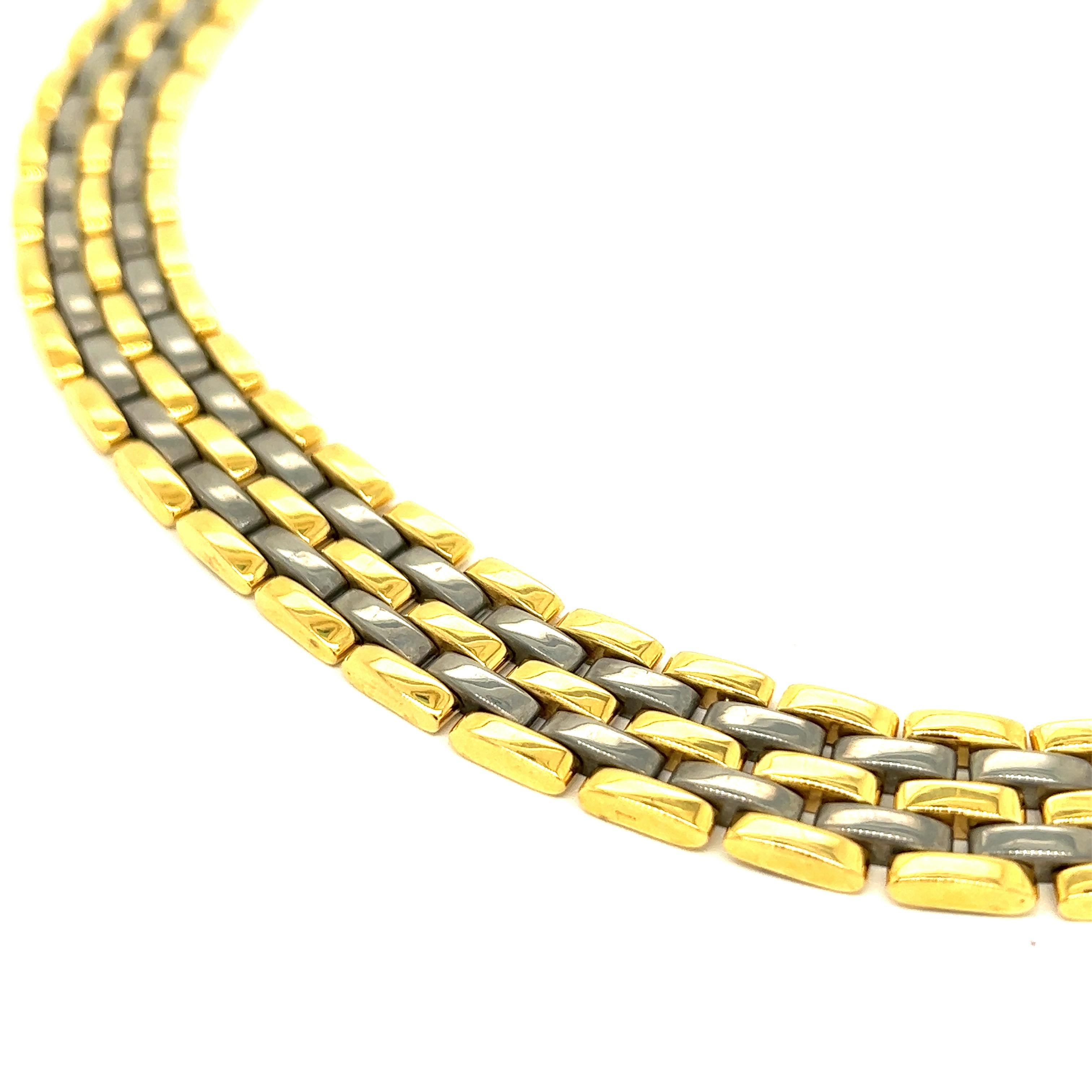Contemporary Cartier Maillon Steel & 18k Yellow Gold Link Collar Necklace For Sale