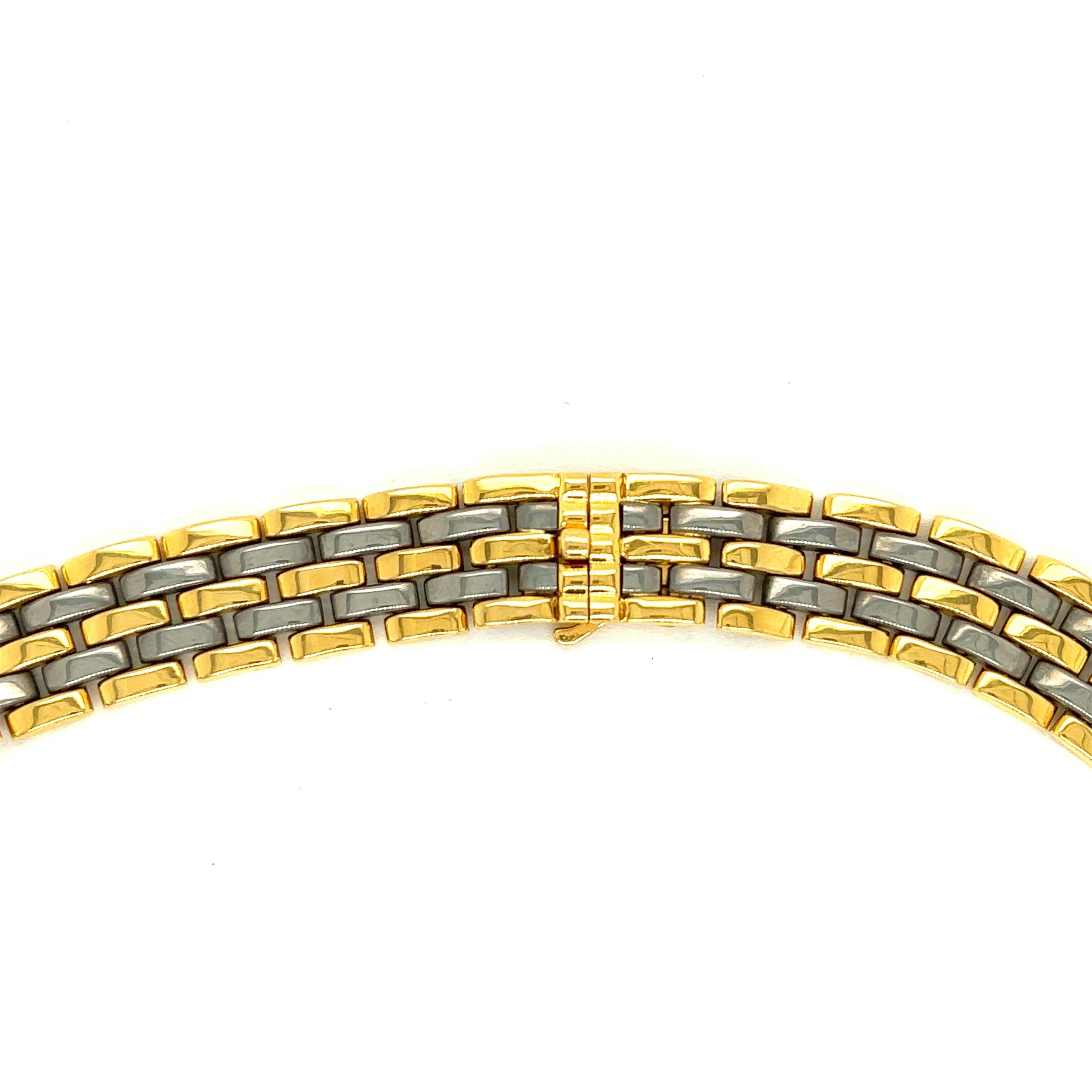 Cartier Maillon Steel & 18k Yellow Gold Link Collar Necklace For Sale 1