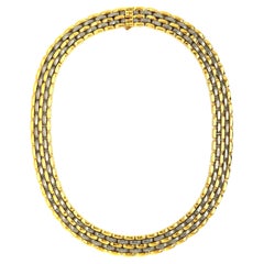 Retro Cartier Maillon Steel & 18k Yellow Gold Link Collar Necklace