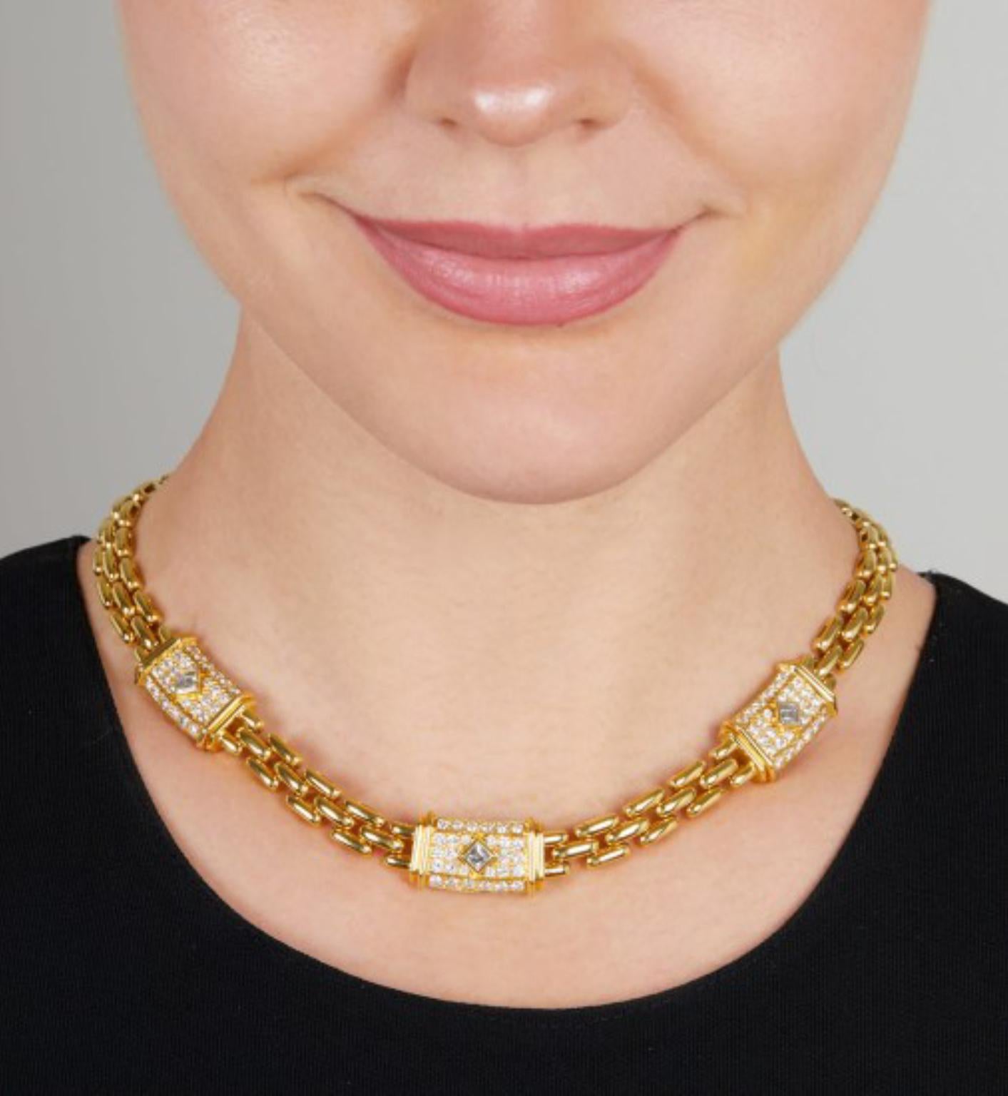 Taille mixte Cartier Collier Maillon en or jaune avec diamants en vente