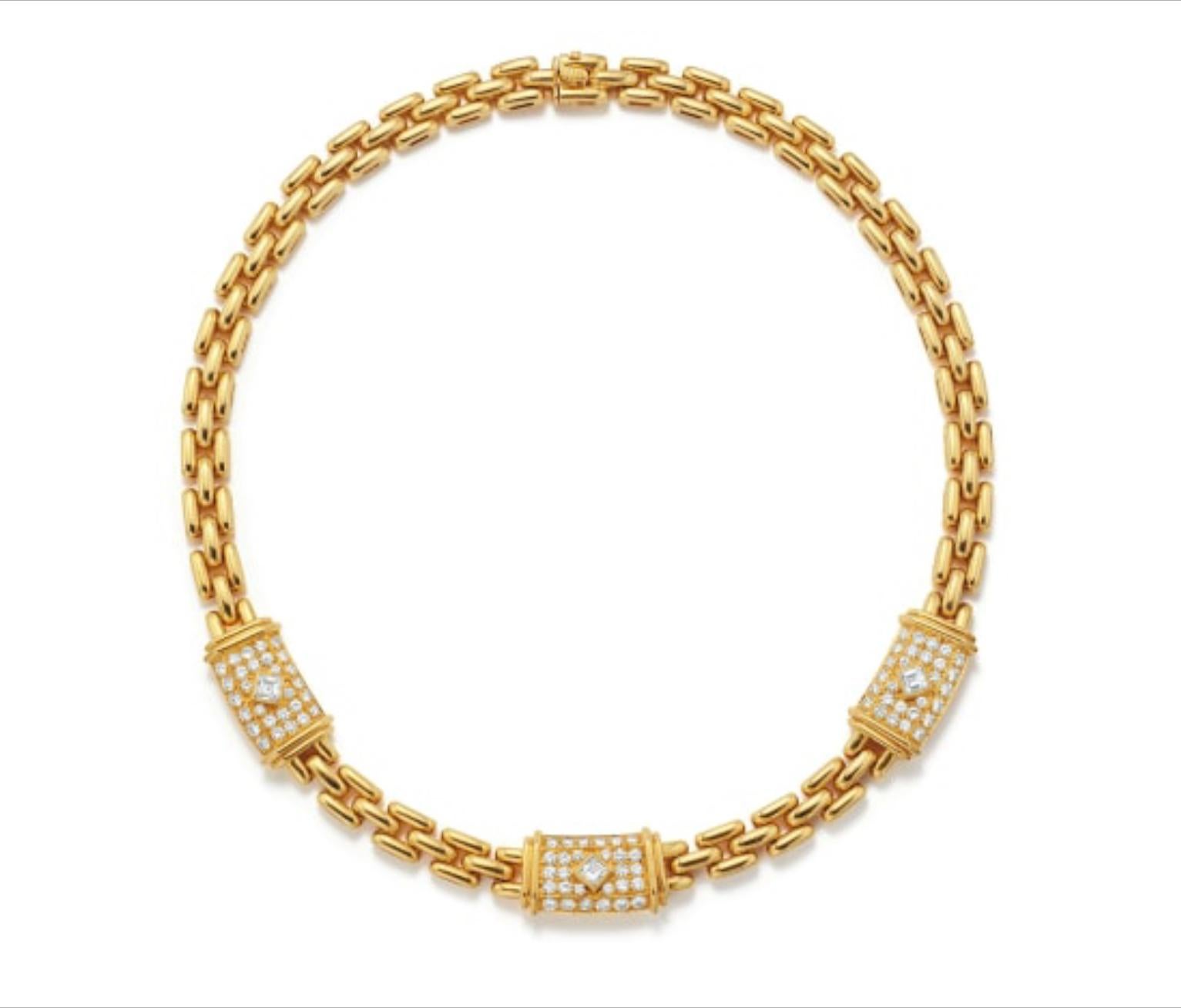 Cartier Collier Maillon en or jaune avec diamants Excellent état - En vente à New York, NY