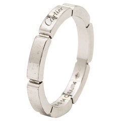 Cartier Mallion Panthere 18k White Gold Band Ring Size 54