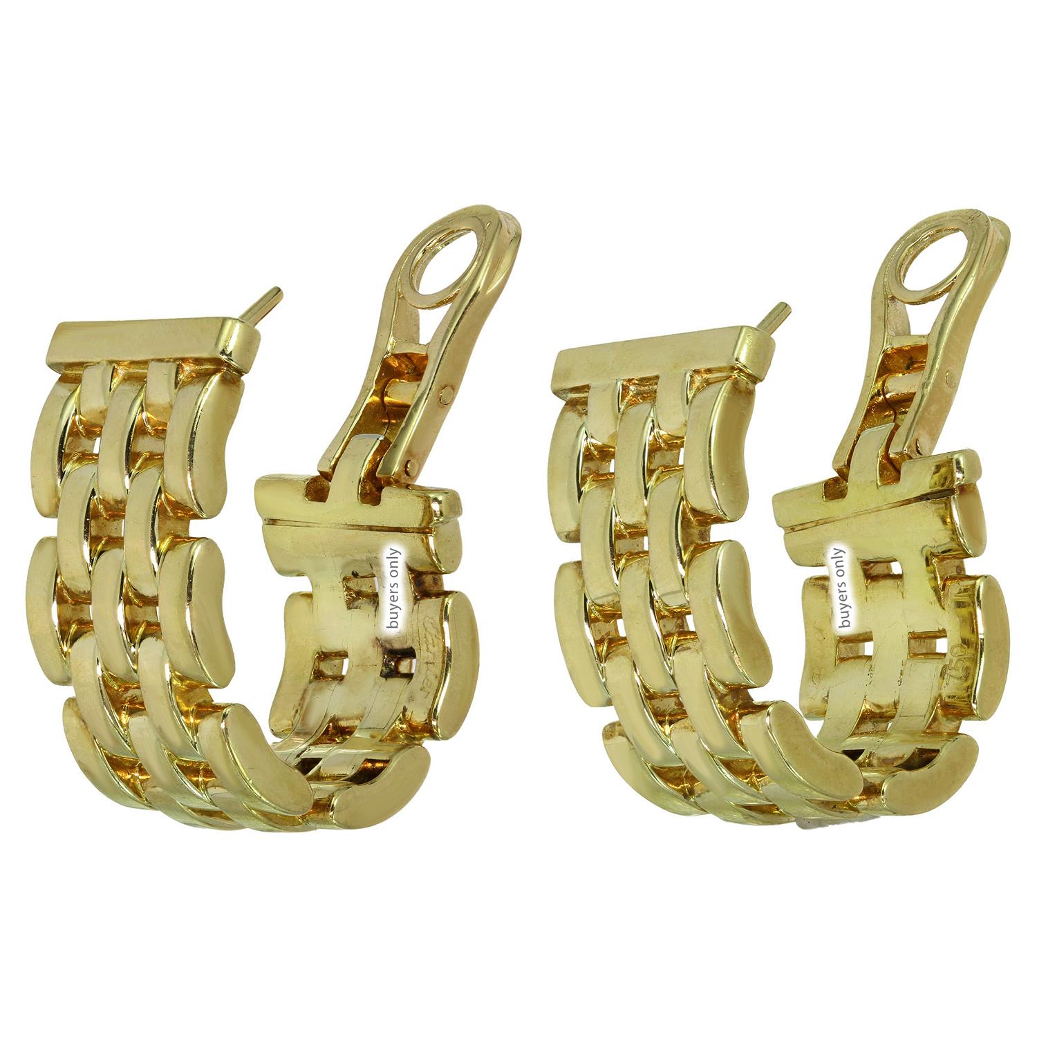 Cartier Mallion Panthere 18k Yellow Gold 5 Row Earrings In Excellent Condition In New York, NY