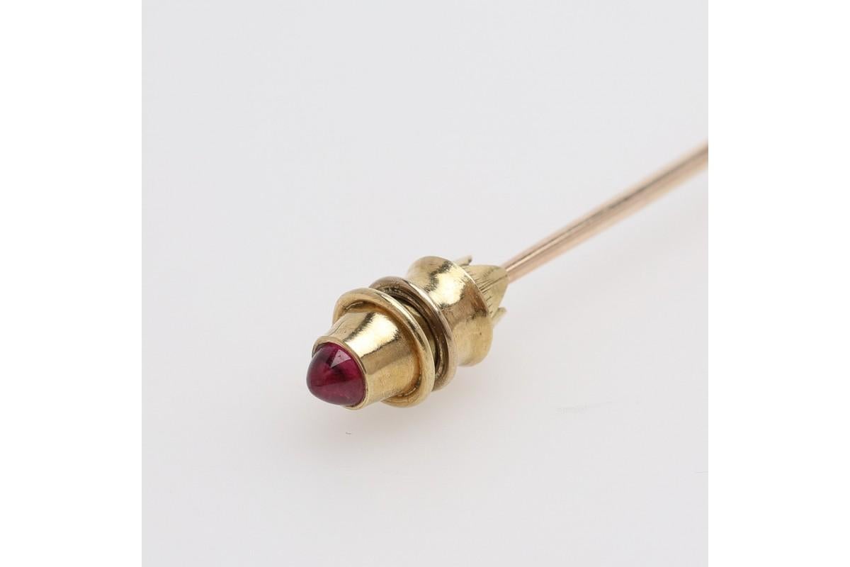 Cartier manner flower gold brooch, jabot pin, circa 1910-1930. In Good Condition In Chorzów, PL