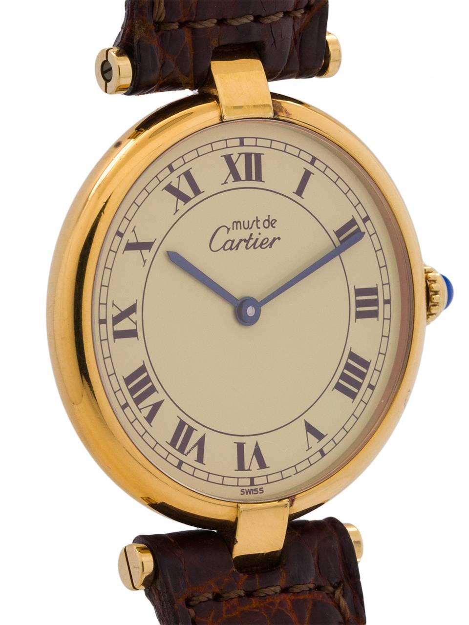 Montre-bracelet à quartz Vermeil Vendome Tank pour homme de Cartier, vers les années 1990 Excellent état à West Hollywood, CA