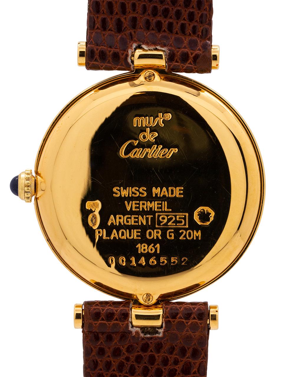Women's or Men's Cartier Man’s Vendome Tank Vermeil Watch, circa 1990s