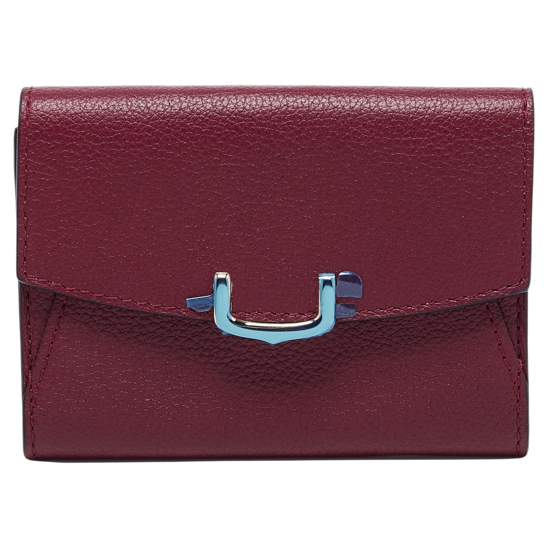 Cartier Maroon Leather C De Cartier Compact Wallet For Sale at 1stDibs