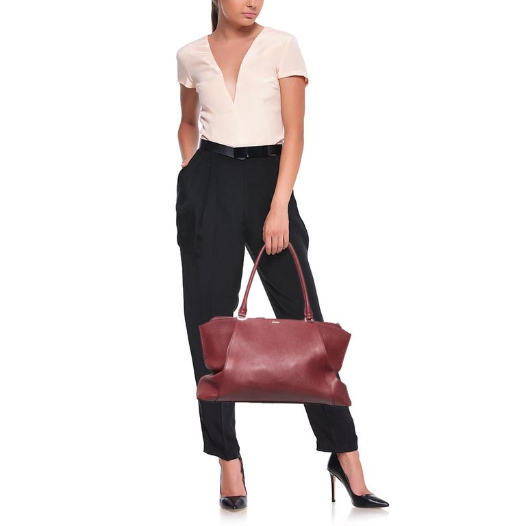 Cartier Maroon Leather Medium C De Cartier Satchel at 1stDibs