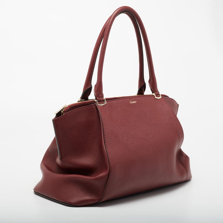 Cartier Maroon Leather Medium C De Cartier Satchel at 1stDibs