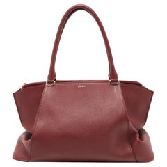 Cartier Maroon Leather Medium C De Cartier Satchel