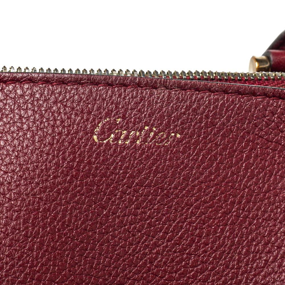 Women's Cartier Maroon Leather Mini C de Cartier Satchel