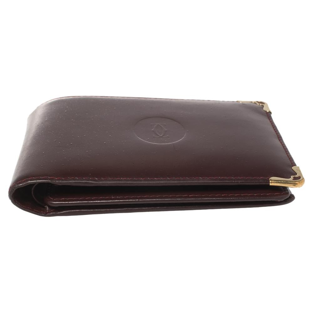 Cartier Maroon Leather Must De Cartier 6CC Bifold Wallet 3