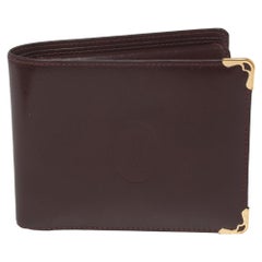 Cartier Maroon Leather Must De Cartier 6CC Bifold Wallet