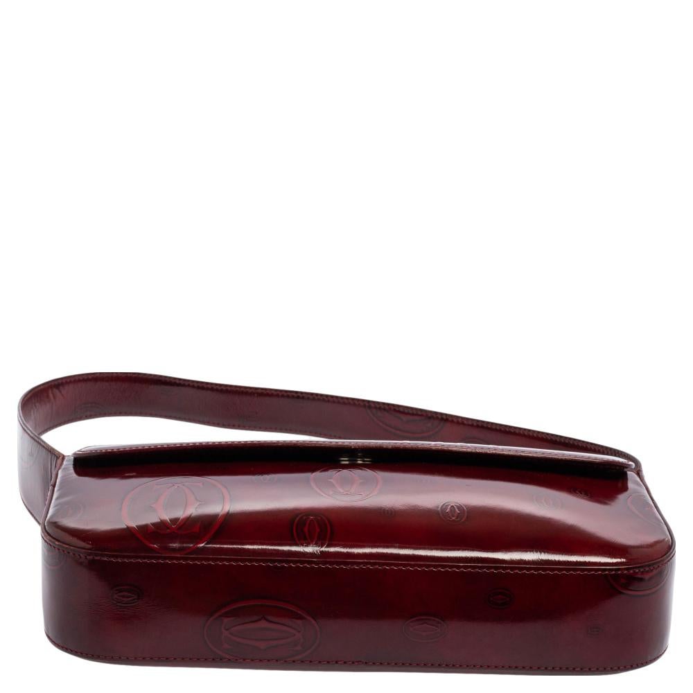 Women's Cartier Maroon Patent Leather Must de Cartier Baguette Bag