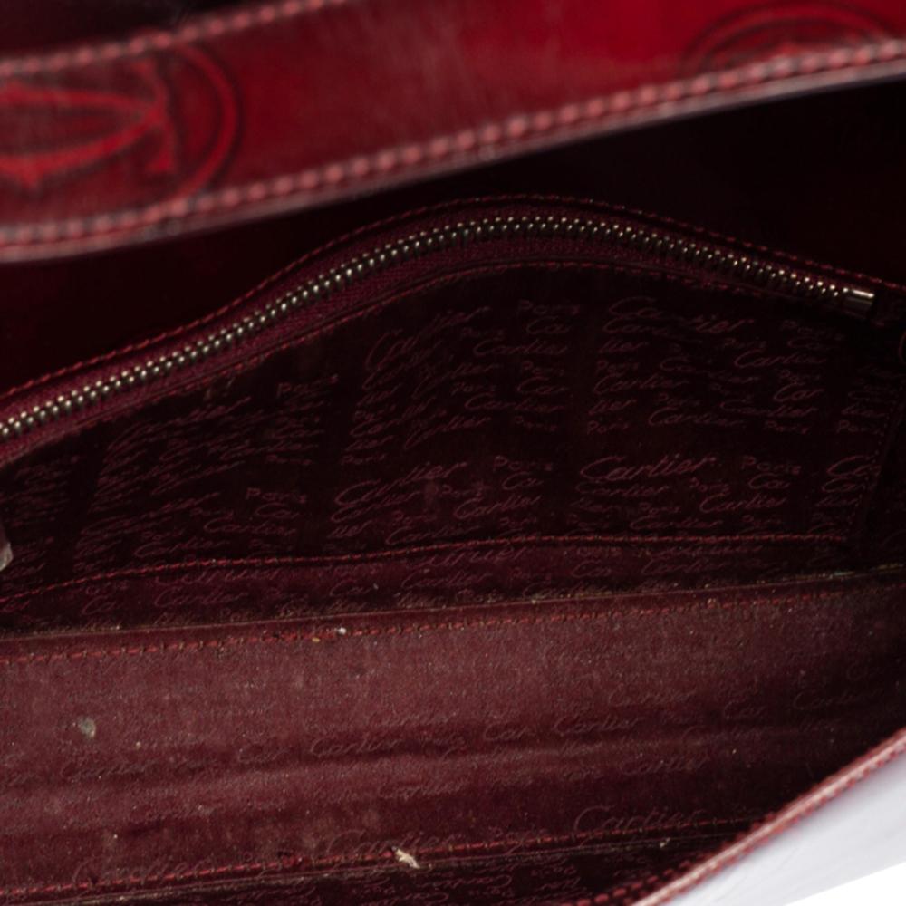 Cartier Maroon Patent Leather Must de Cartier Baguette Bag 1