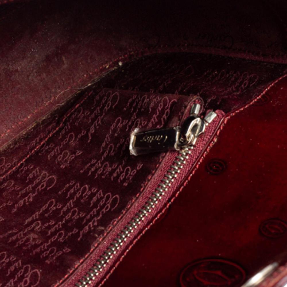 Cartier Maroon Patent Leather Must de Cartier Baguette Bag 3