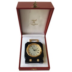 Cartier Marques et Modele Deposes Horloge de voyage à quartz en onyx noir