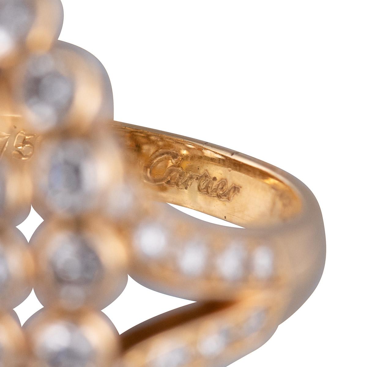 Women's Cartier Marquise 18 Karat Gold and Diamond Ring For Sale