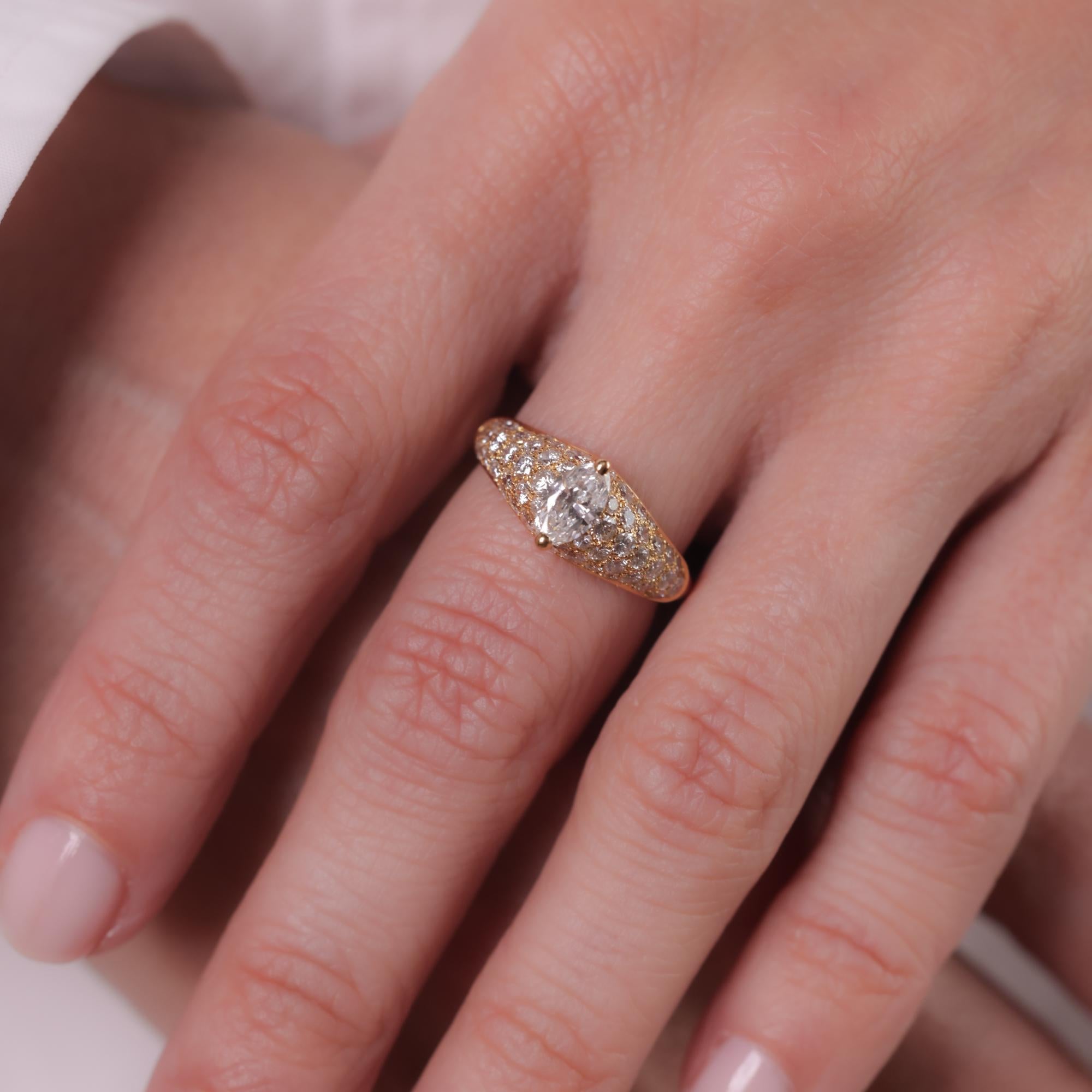 Marquise Cut Cartier marquise cut diamond 18k yellow gold pave engagement ring