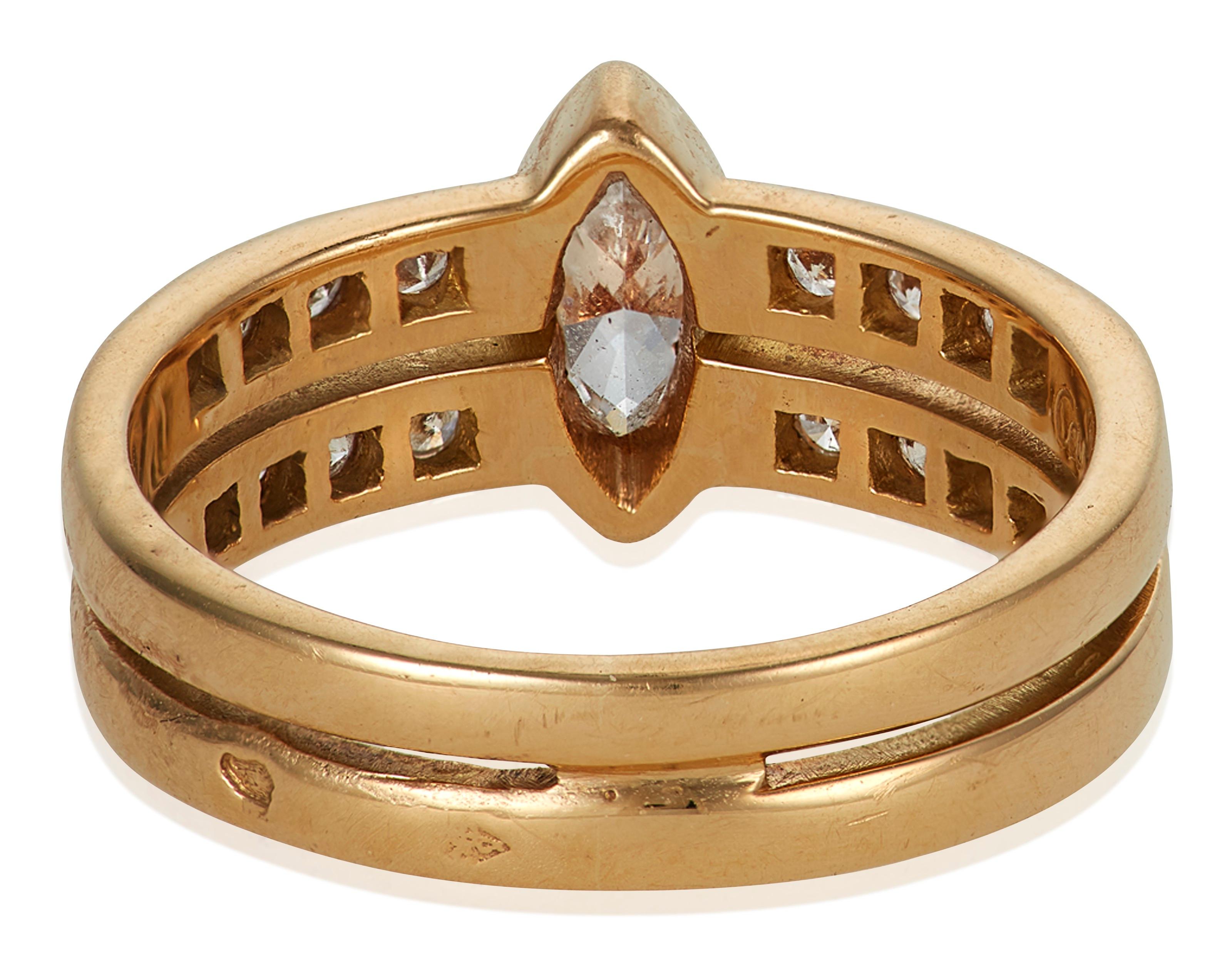 Marquise Cut Cartier Marquise Diamond Gold Band Ring For Sale