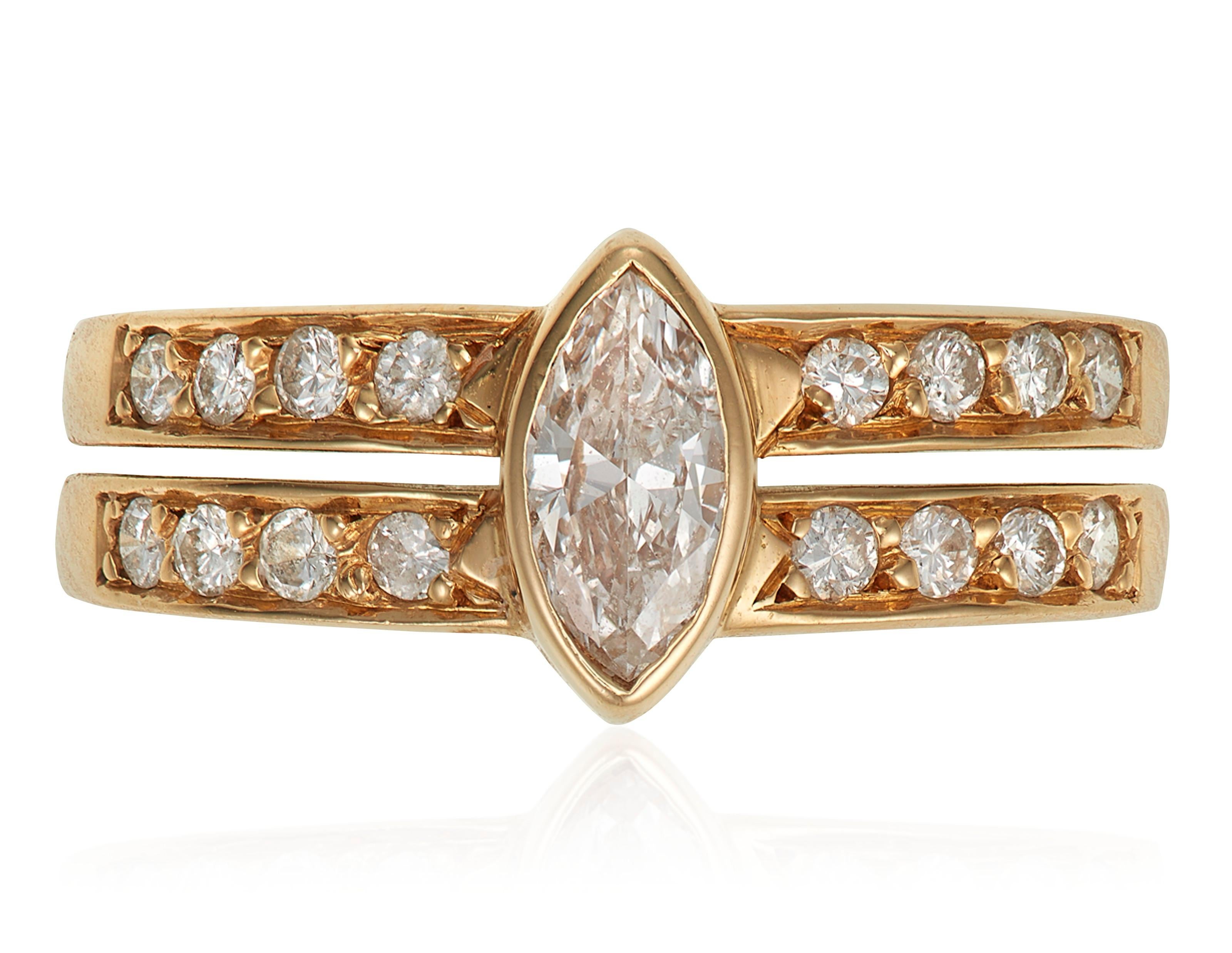 Cartier Marquise Diamond Gold Band Ring In Excellent Condition For Sale In Napoli, Italy