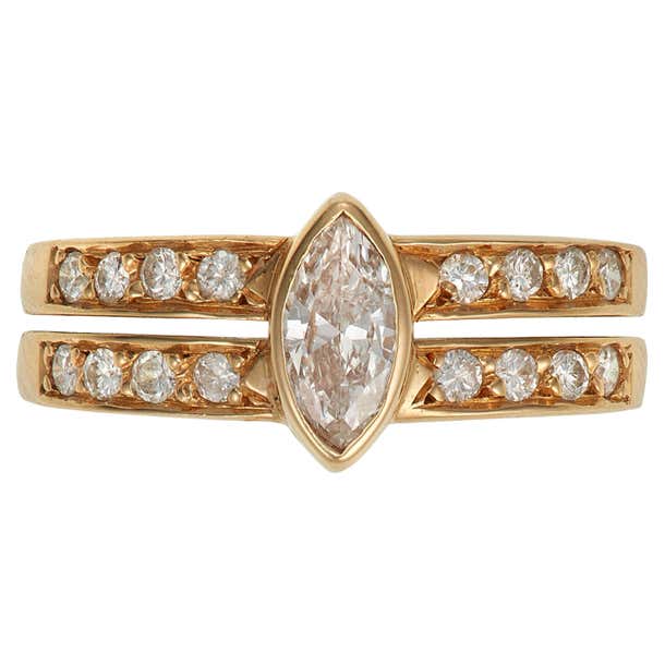 Cartier Marquise Diamond Gold Band Ring For Sale at 1stDibs