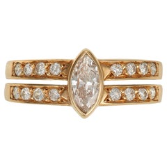 Retro Cartier Marquise Diamond Gold Band Ring