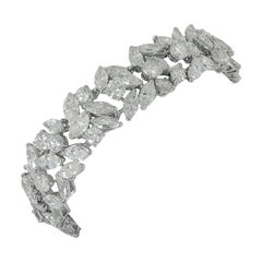 Retro Cartier Marquise and Round Diamond Platinum Bracelet