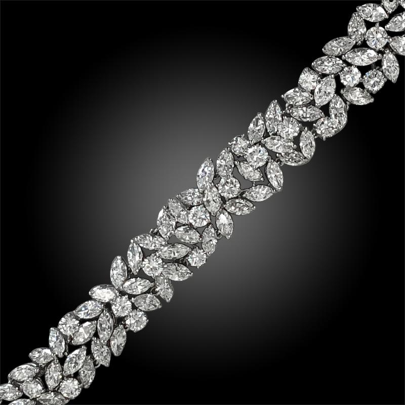 Taille Marquise Cartier Bracelet en platine avec diamants marquises et ronds en vente