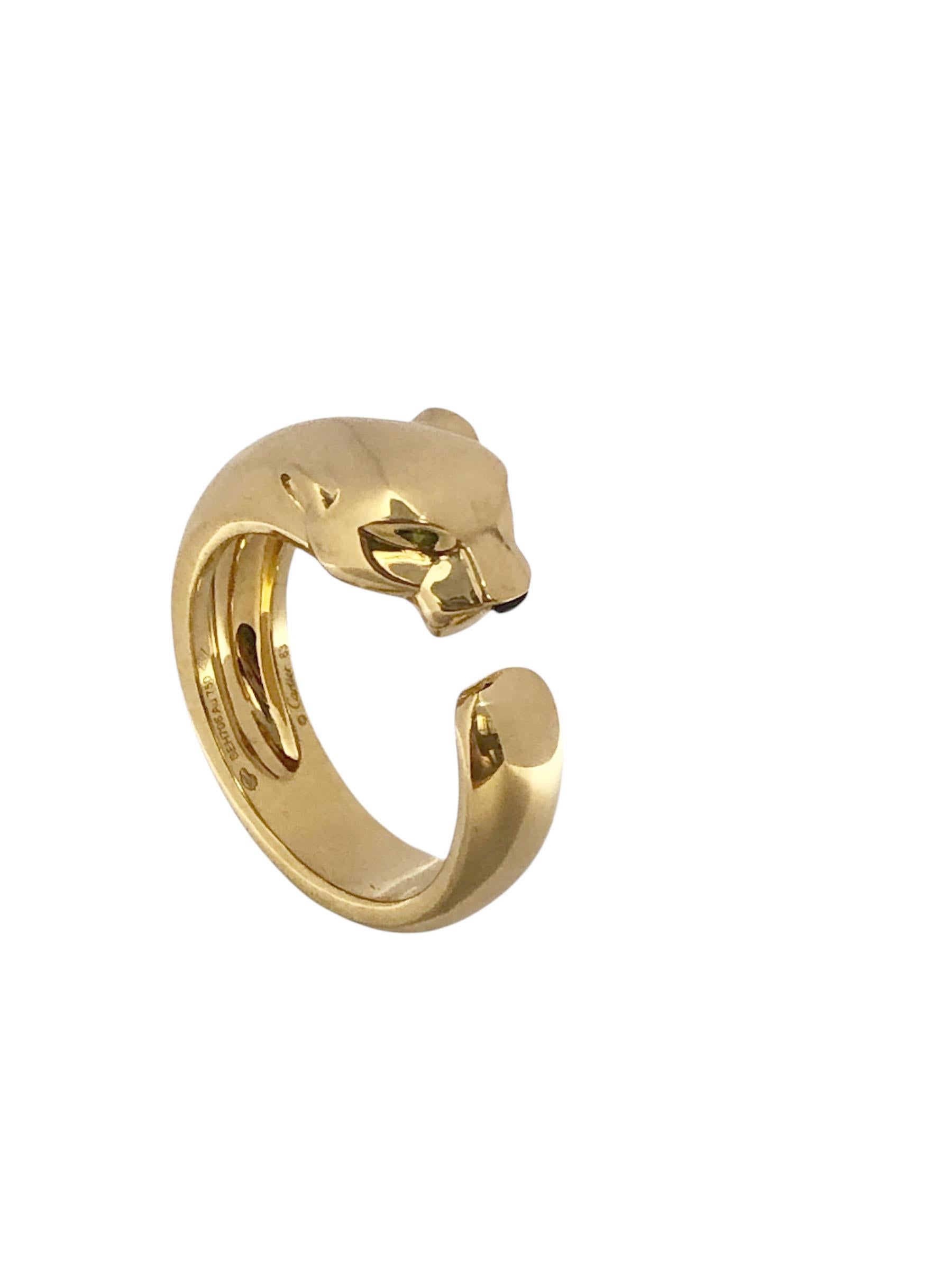 Women's or Men's Cartier Massai Panther yellow Gold Ring For Sale
