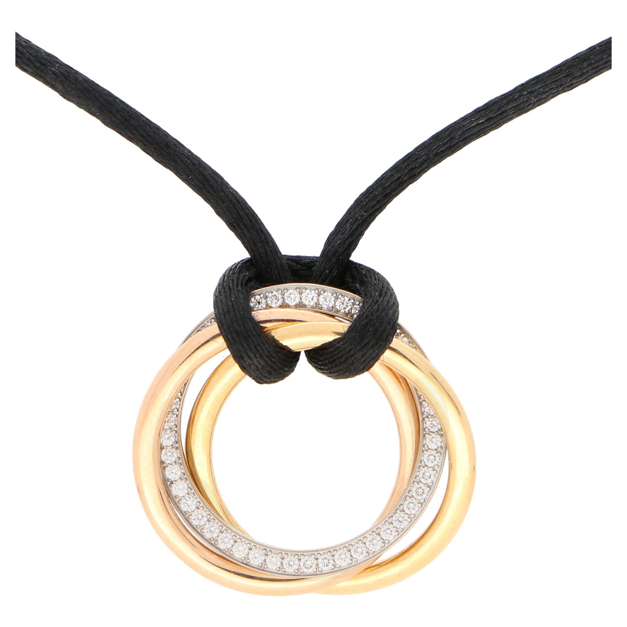 Cartier Medium Diamond Trinity Necklace Set in 18 Karat Tri-Color Gold