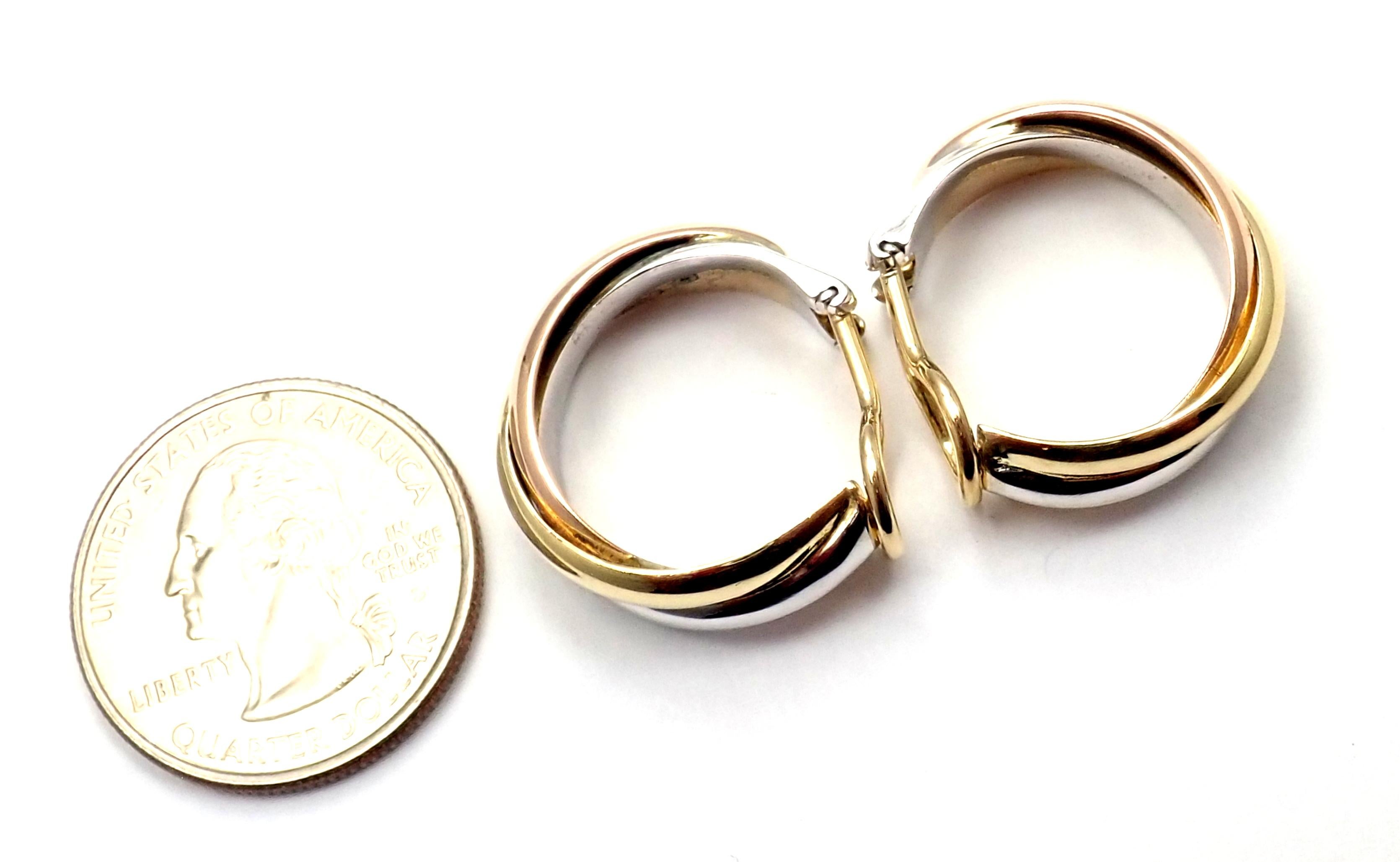 Cartier Medium Size Trinity Hoop Tri-Color Gold Earrings 4