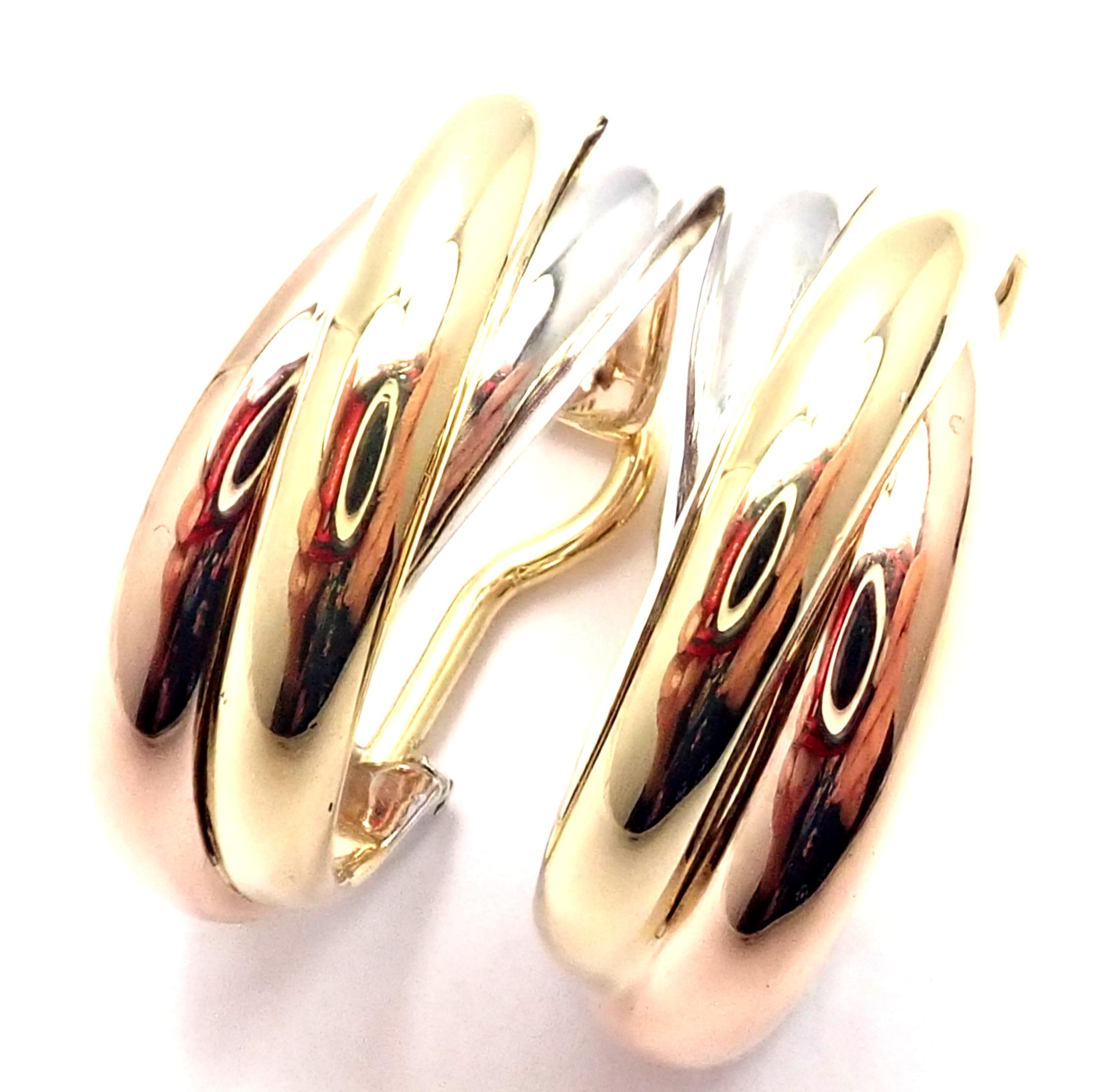 Cartier Medium Size Trinity Hoop Tri-Color Gold Earrings For Sale 1