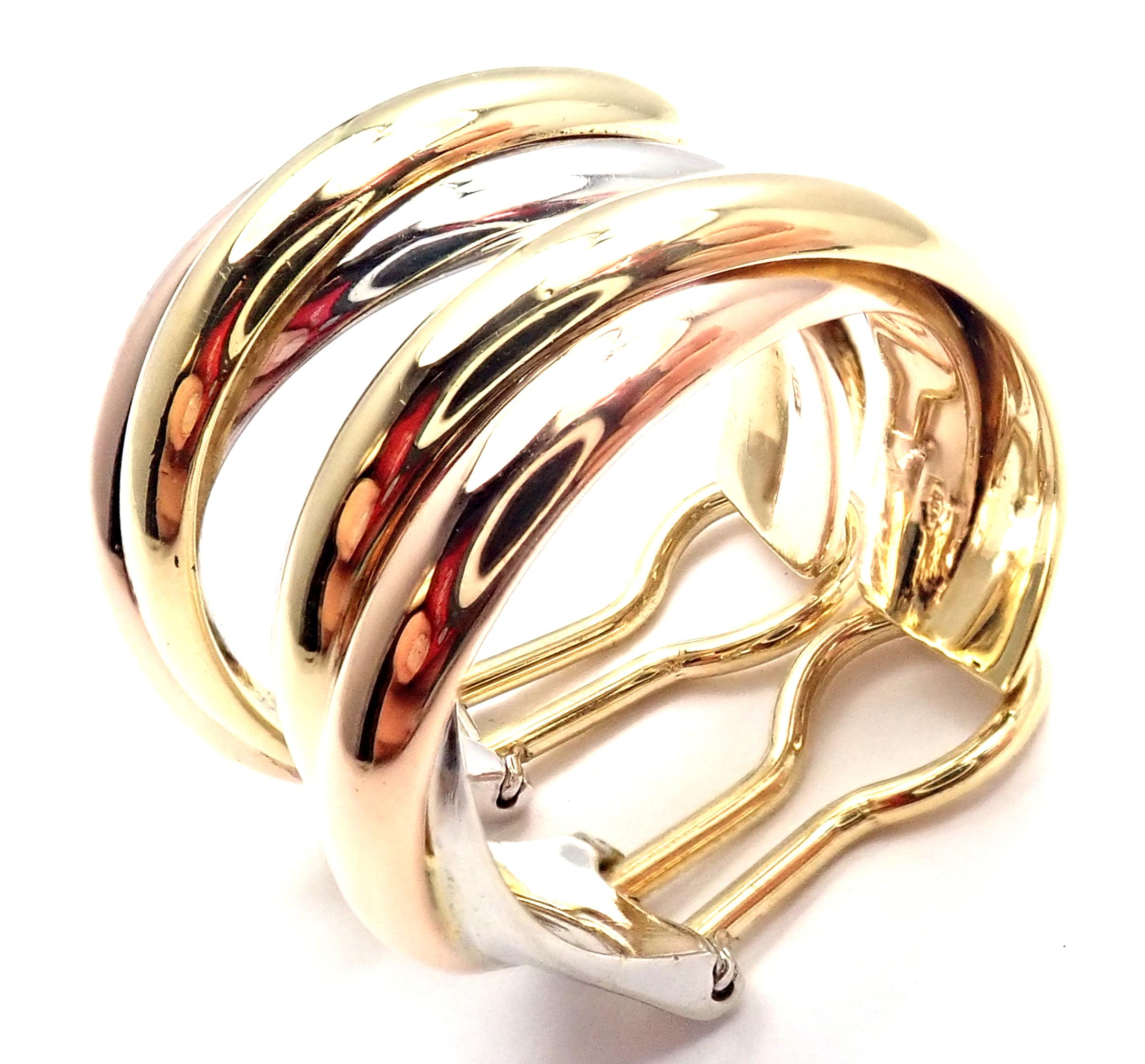 Cartier Medium Size Trinity Hoop Tri-Color Gold Earrings For Sale 2