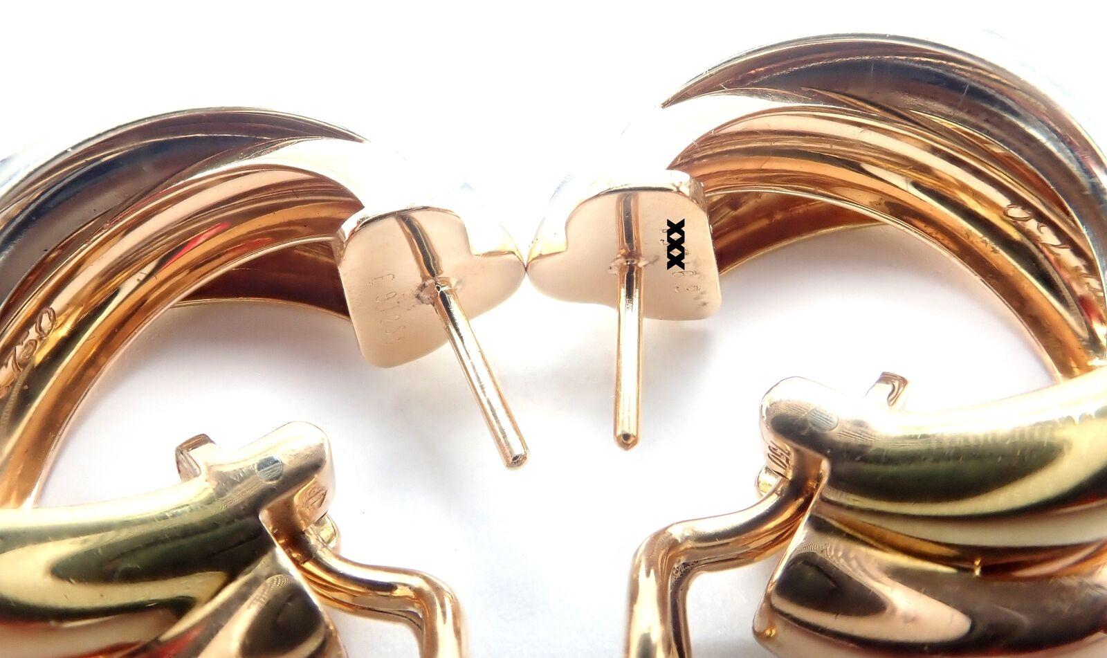 Cartier Medium Size Trinity Hoop Tri-Color Gold Hoop Earrings For Sale 7